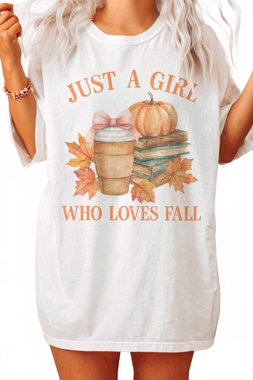 NEW WKNDER just a girl who loves fall graphic tee in white